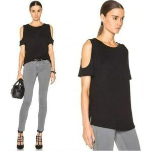 Rag & Bone Cold Shoulder Short-Sleeved Black Top Size S